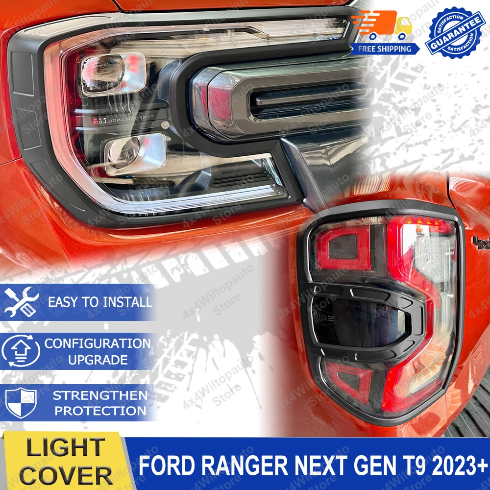 

Head Light Lamp Cover Surround Guard Trim Head Lights Taillights Cover For Ford Ranger Next Gen T9 Raptor 2023- Car Accessories