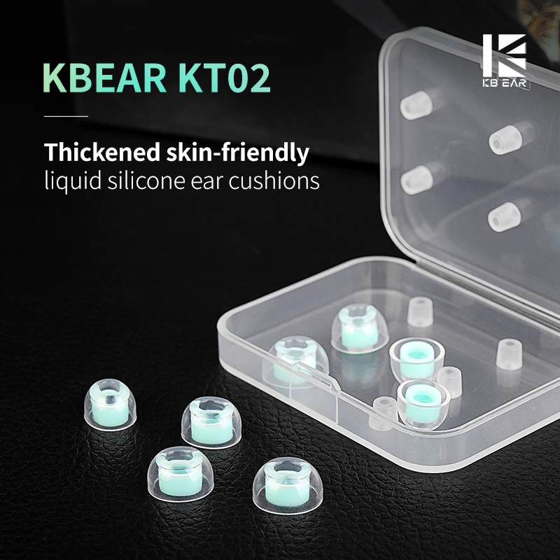 وسائد أذن من السيليكون السائل KBEAR KT02 مقاس XS تصميم قناة عميق داخل الأذن تجربة صوت HiFi غير قابلة للتسرب