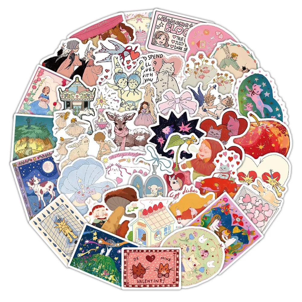 52-teilige Retro-Logo-Aufkleber – dekorative Aufkleber für Handbücher, Notizbücher und Wasserbecher. BulingBulingStickers Store