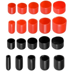 15/20/25pcs 10-28mm Rubber End Cap 20-30mm Height Vinyl Round End Caps Cover Screw Thread Protector Black/Red Rubber Bolt Covers