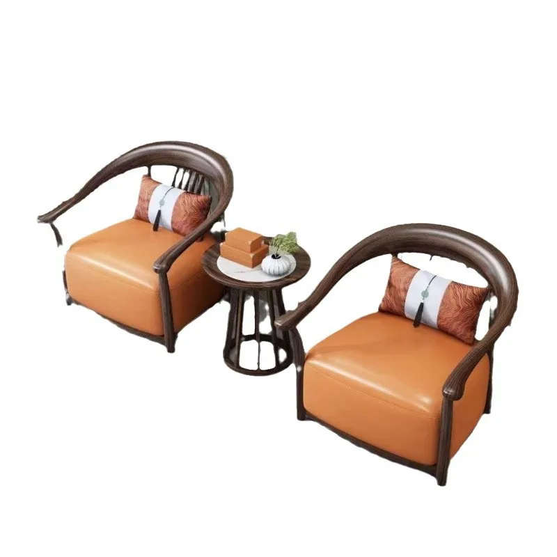 

New Chinese black gold three-piece light luxury sofa chair leisure