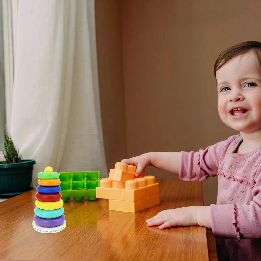 

Plastic Stacking Game Toy Baby Educational Toy Colorful Stacking Blocks Educational Toy For Kids Music Colorful 1Set