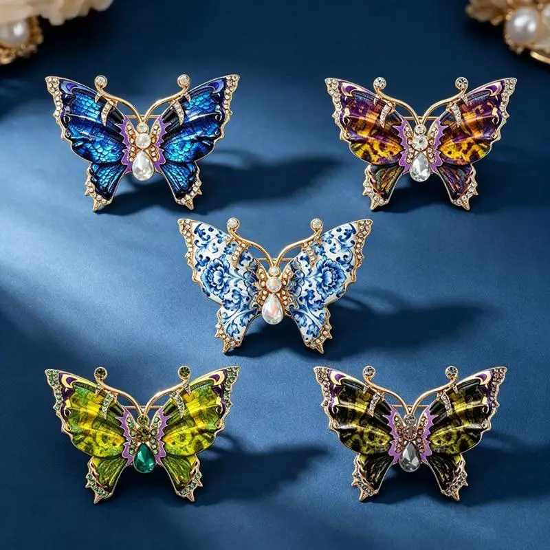 1Pcs Clothing Pin Baroque Luxury  Butterfly Design Brooches For Men And Women Fashion Jewelry Accessories