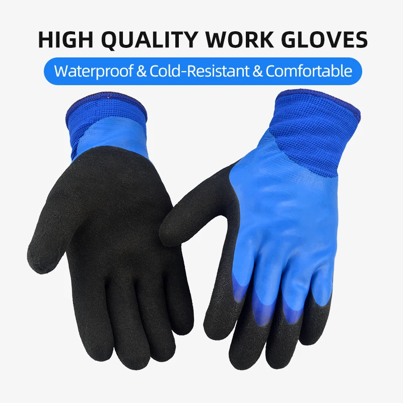 XYEHS 10 Pairs Triple Dipped Full Latex Coating Winter Thermal Work Gloves Nylon/Acrylic Fleece Lining Cold Resistant Waterproof