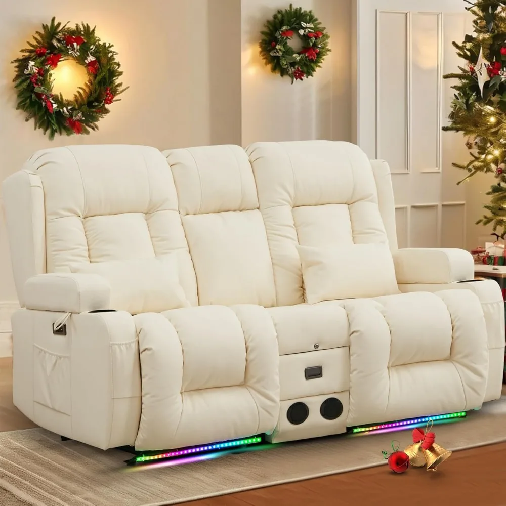 

Диван-реклайнер Power Loveseat с массажем и обогревом, сиденья для домашнего кинотеатра с консолью, электрический диван-реклайнер для автофургона с USB/розеткой/св.
