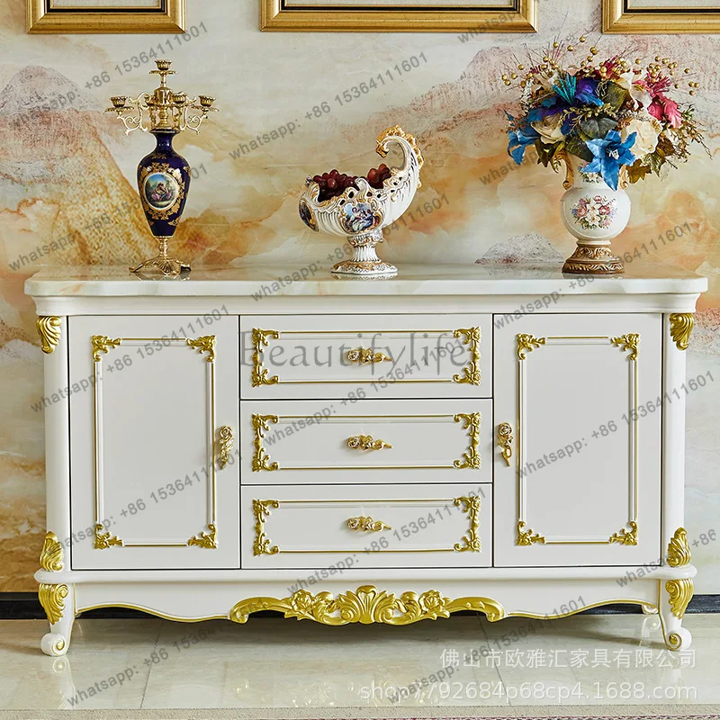 European marble dining side cabinet, living room sofa partition backrest solid wood cabinet, dining room Xuan cabinet