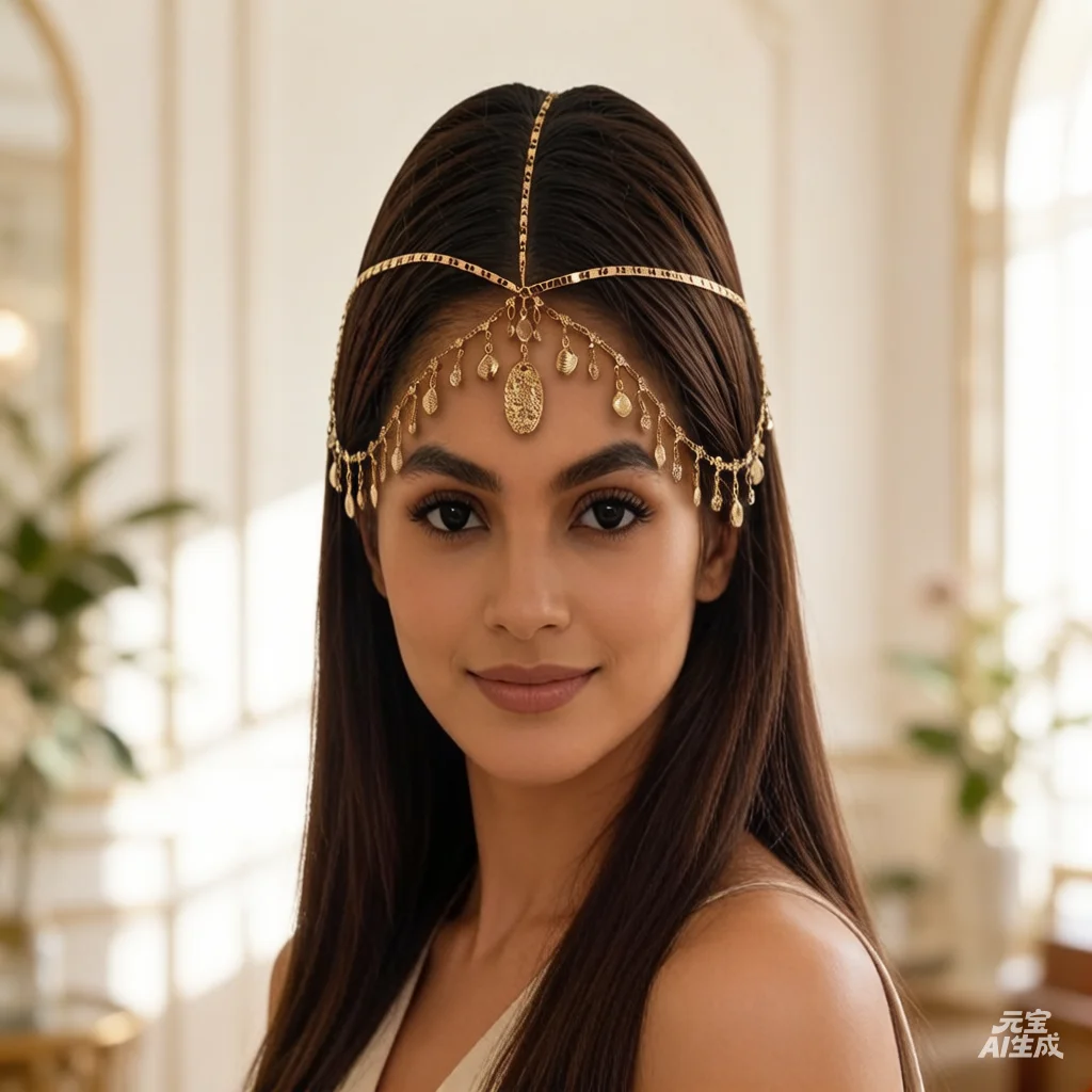 Fashionable Tassel Middle East India Style Headband Sparkling Bridal Wedding Forehead Chain Hair Accessory