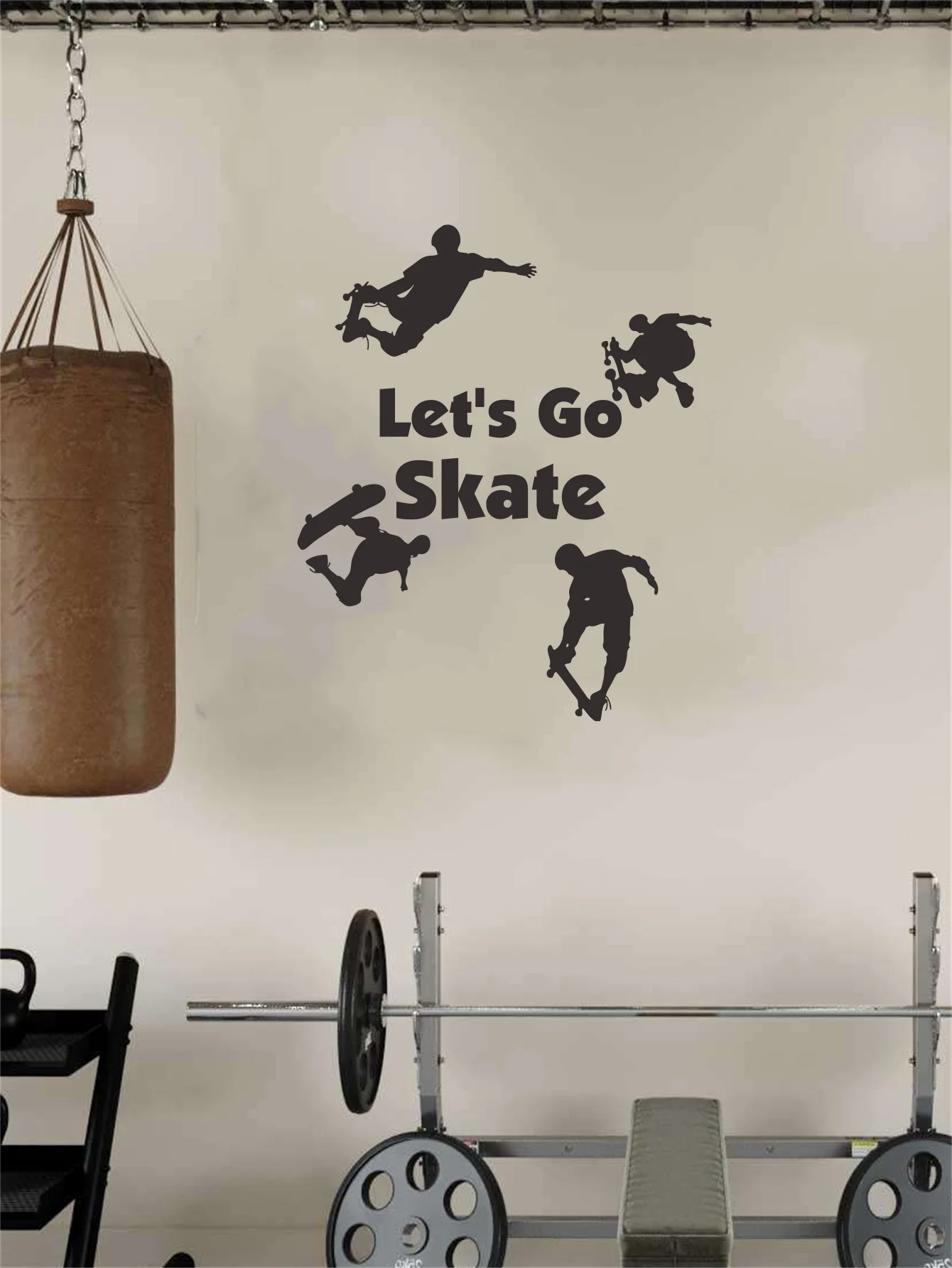 Art Mural Vinyl Wall Sticker for Home Decor “Let\'s go skate”Freestyle Skateboarding Perfect for Boy\'s Room Wall Decor JZY495