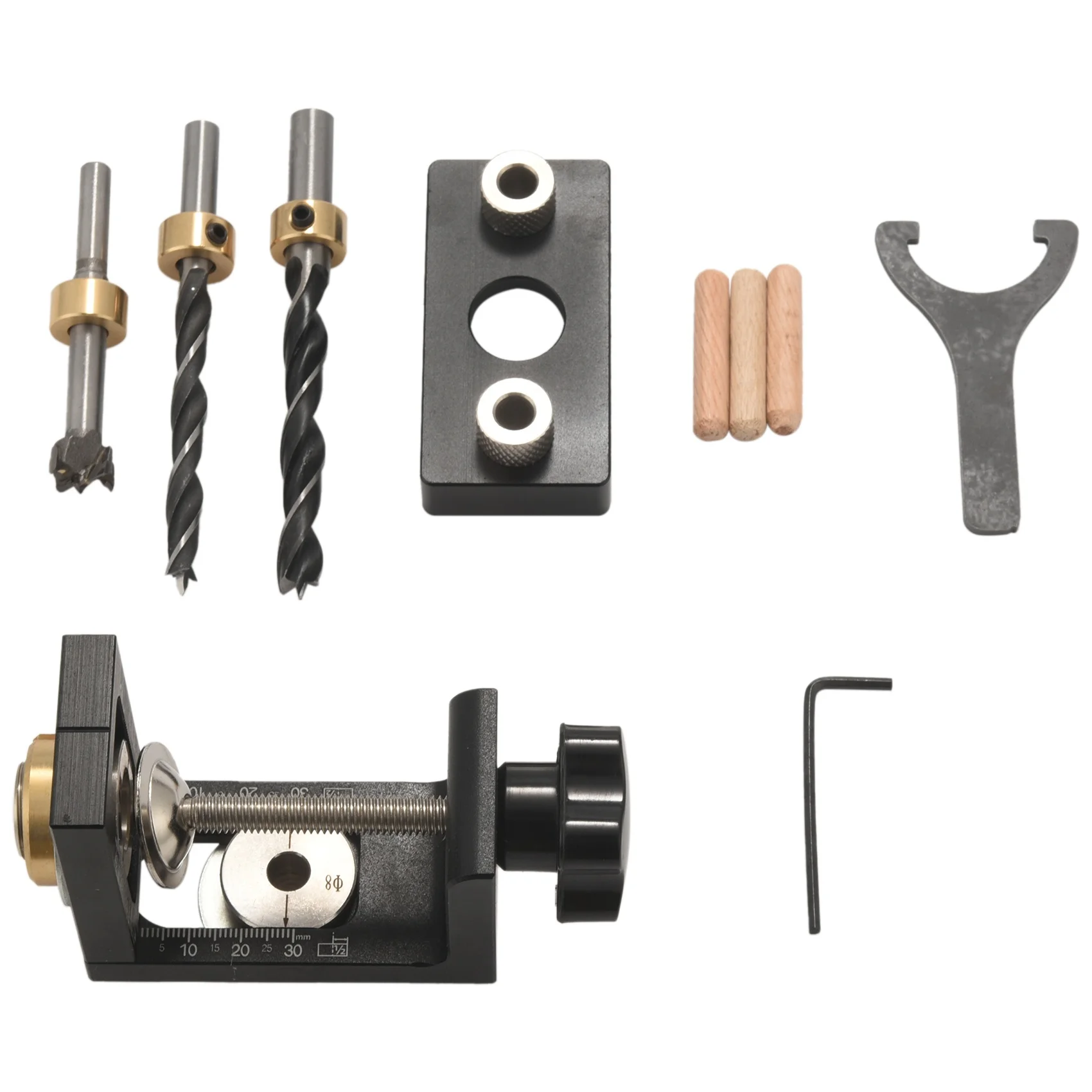 T19C 3 In 1 Adjustable Doweling Jig Woodworking Pocket Hole Jig With 8/15Mm Drill Bit For Drilling Guide Locator Puncher Tool