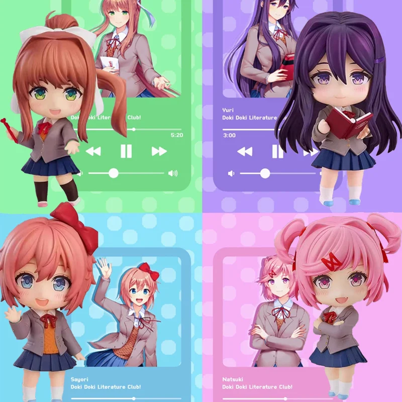 10CM Anime Doki Doki Literature Club Chibi Set Ko Artikulierte Actionfigur Niedliches Modell-Kit Desktop-Ornament Spielzeug Geschenk für Spielfans