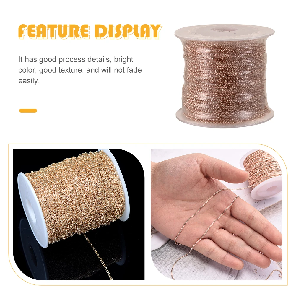 

Copper Chain Links for DIY Jewelry Necklace Cable Spool Premium Material Sturdy Safe Bright Color Non Fading Smooth Surface Easy