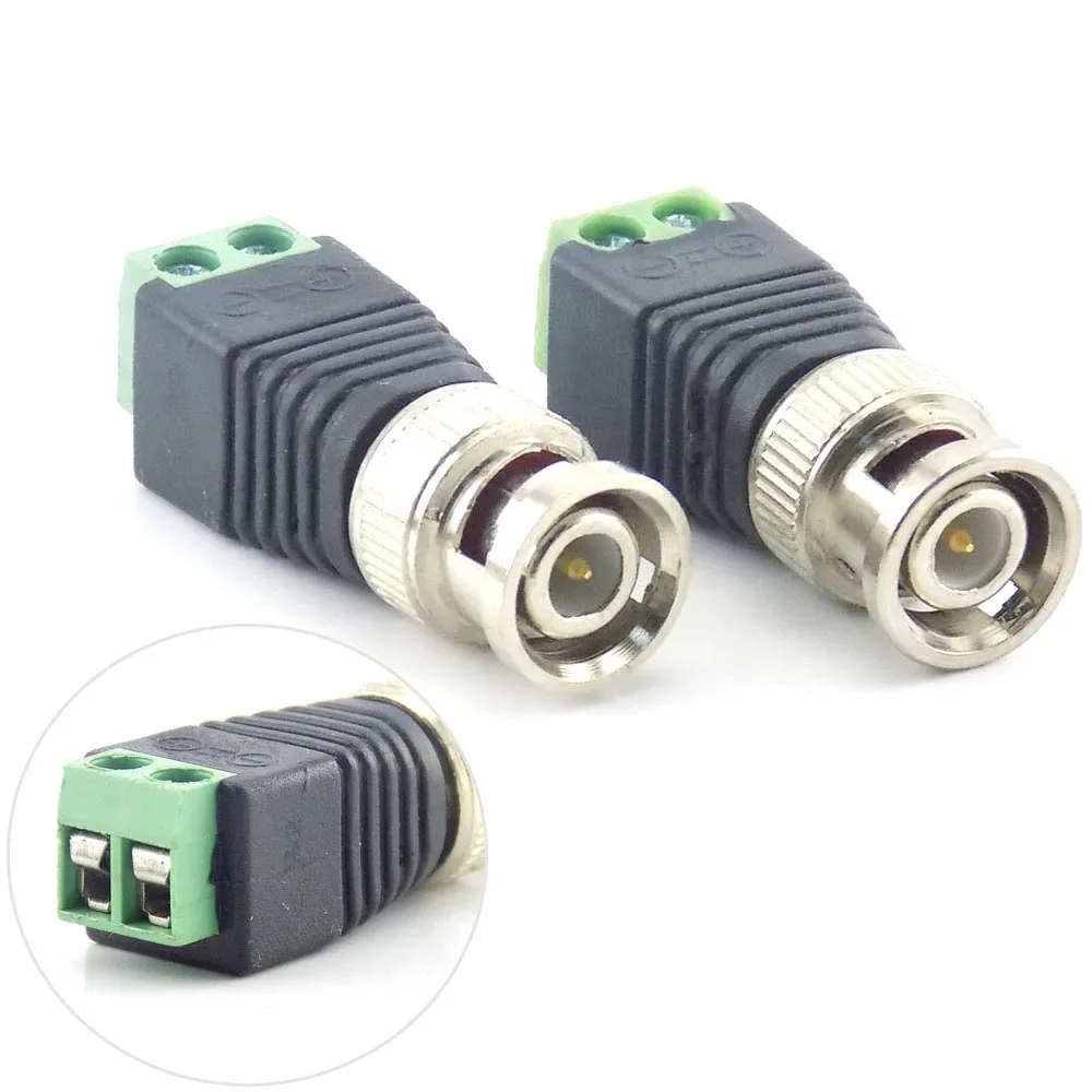 Conector coaxial CAT5 BNC macho, adaptador de CC, cable Balun para cámara de vídeo CCTV, accesorios de sistema de seguridad, 10 piezas, L19