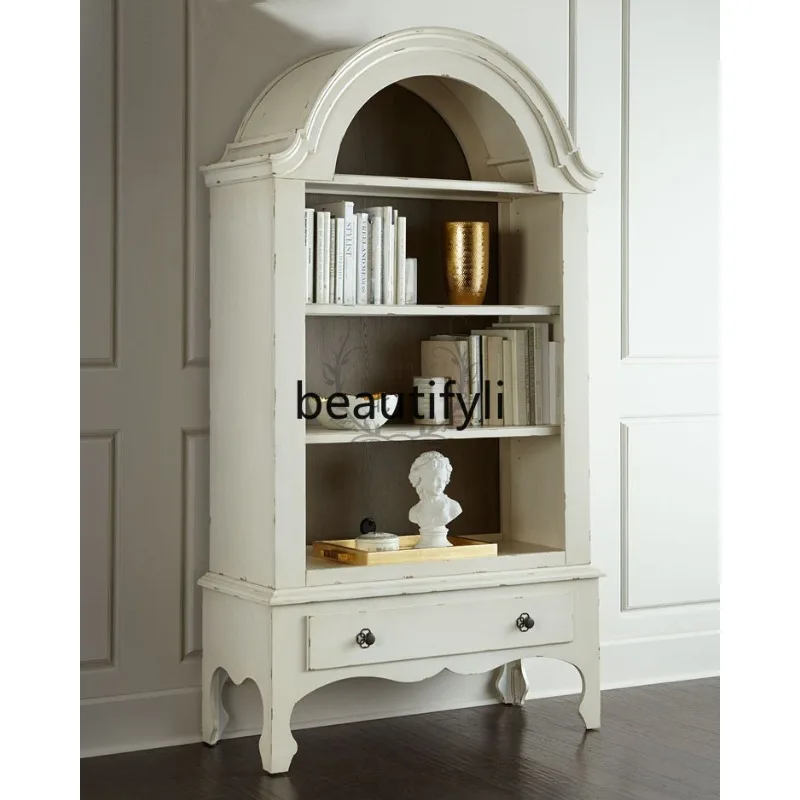 

Solid Wood Bookcase Simple Floor-standing Storage Rack European Style Household Antique Display Cabinet Combination