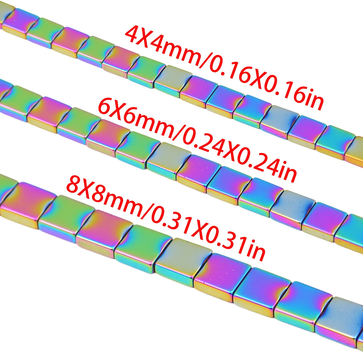 4/6/8mm Multicolor Flat Rectangle Hematite Beads For Making Diy Jewellery Accessories Such as Bracelets Necklaces and Key Rings