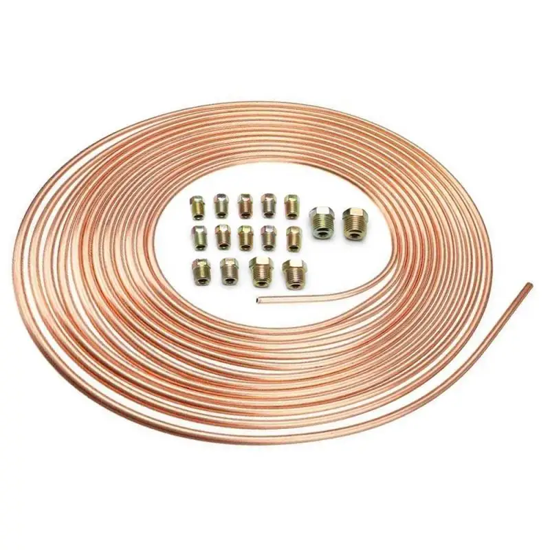 

16/20PCS 25ft of 3/16" OD Copper Nickel Brake Pipe Hose Line Piping Tube Tubing Anti-rustCar Roll Tube Coil With Tube Nuts