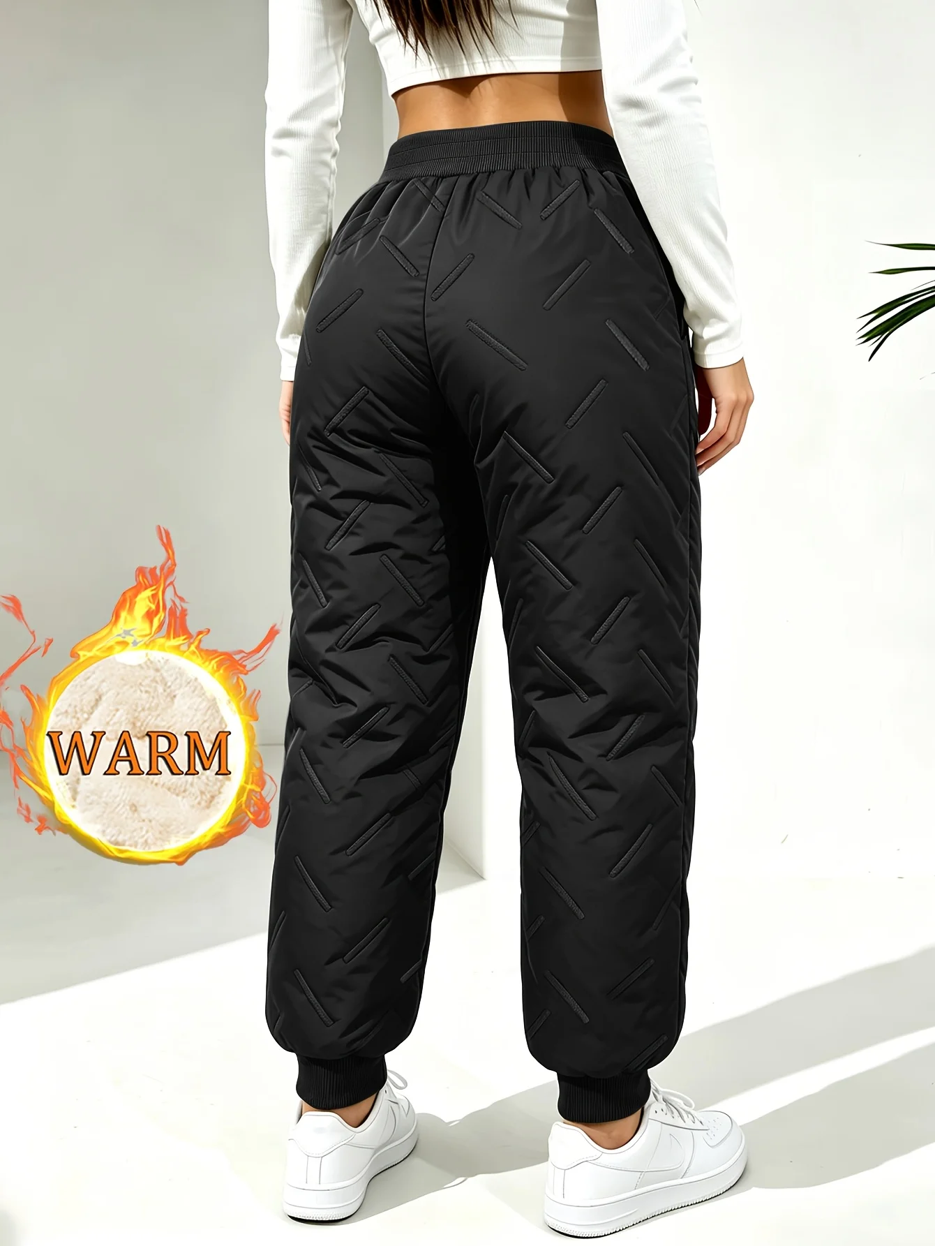 Herren- und Damen-Winter-Fleece-Freizeithosen mit Reißverschlusstaschen für bequeme Passform, Baumwollhosen, winddichte Hosen – Detail 12
