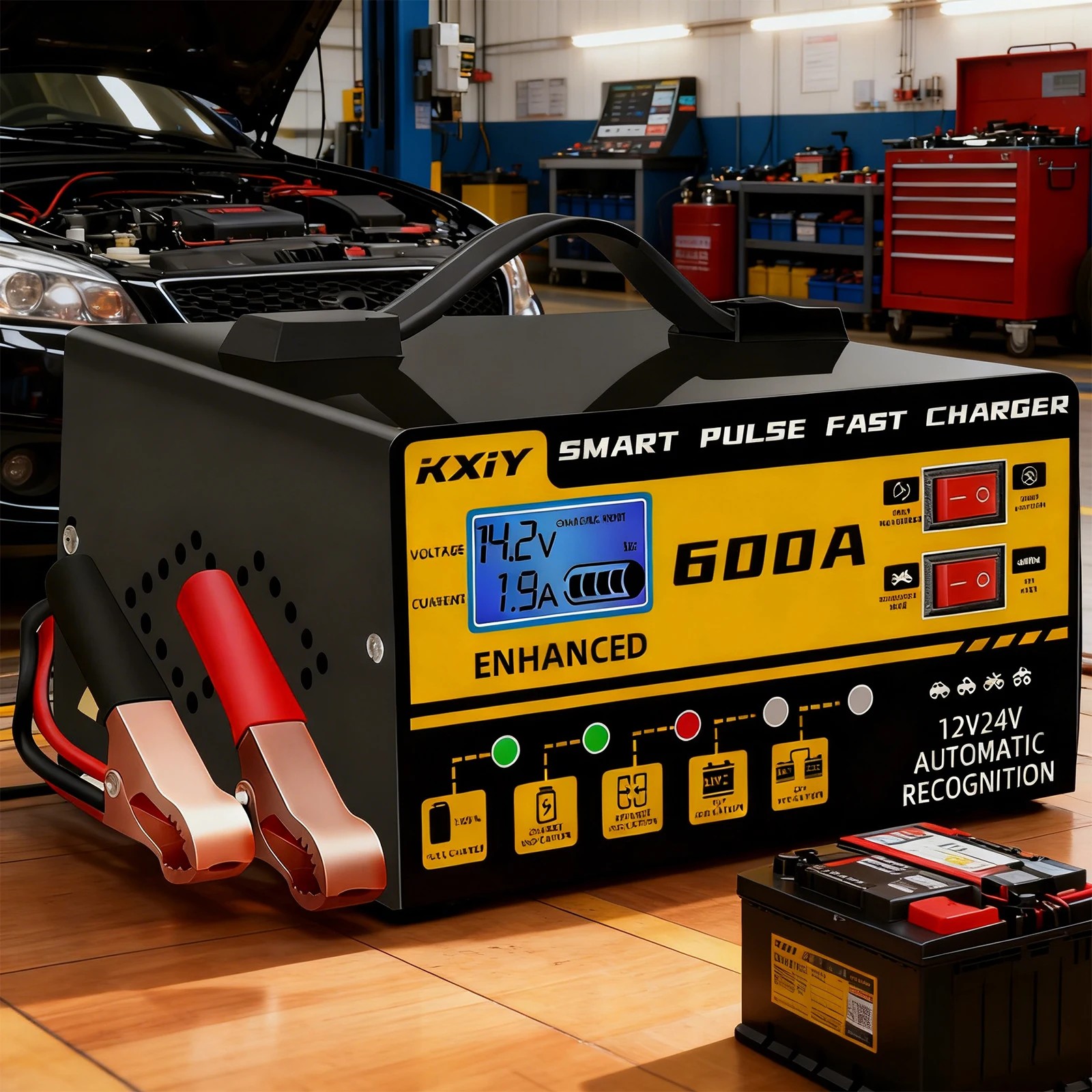 

Smart Car Battery Charger 12V and 24V Fully-Automatic Battery Maintainer Trickle Charger for Car Truck Motorcycle