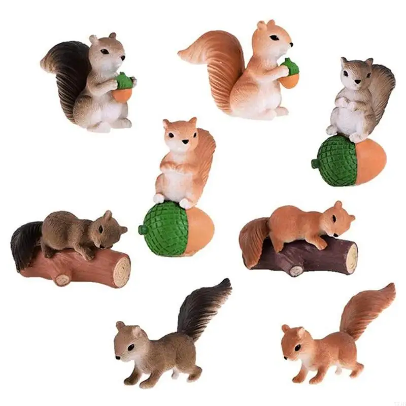 

77JB 8Pcs Mini Miniature Figurines Animals Model Fairy Garden Decoration Moss Landscape Bonsai Cake Ornament