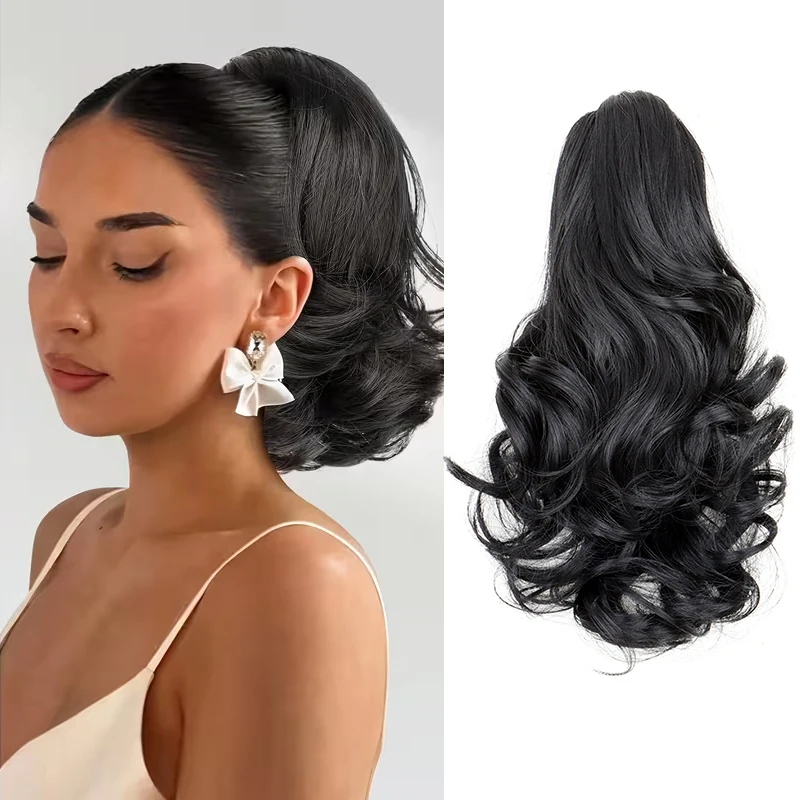 

10-дюймовый синтетический короткий кудрявый накладной хвост на заколке-крабе для женщин, для повседневного использования и вечеринок, аксессуар для волос