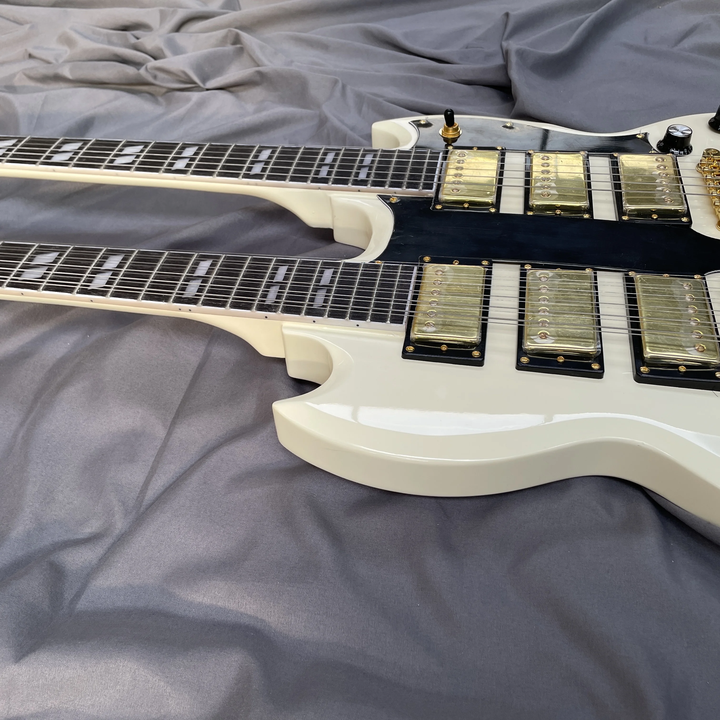 In Stock Cream Yellow Hot Selling 12+6s double neck 3H pickups shop custom electric guitar Free Shipping guitars guitarra