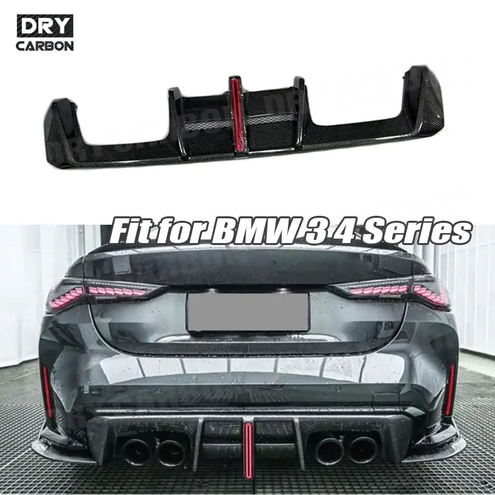 

Dry Carbon Fiber Rear Diffuser Lip Spoiler With Led Light Car Back Bumper Lip Guard Accessories for BMW G80 G82 G83 M3 M4 2021+