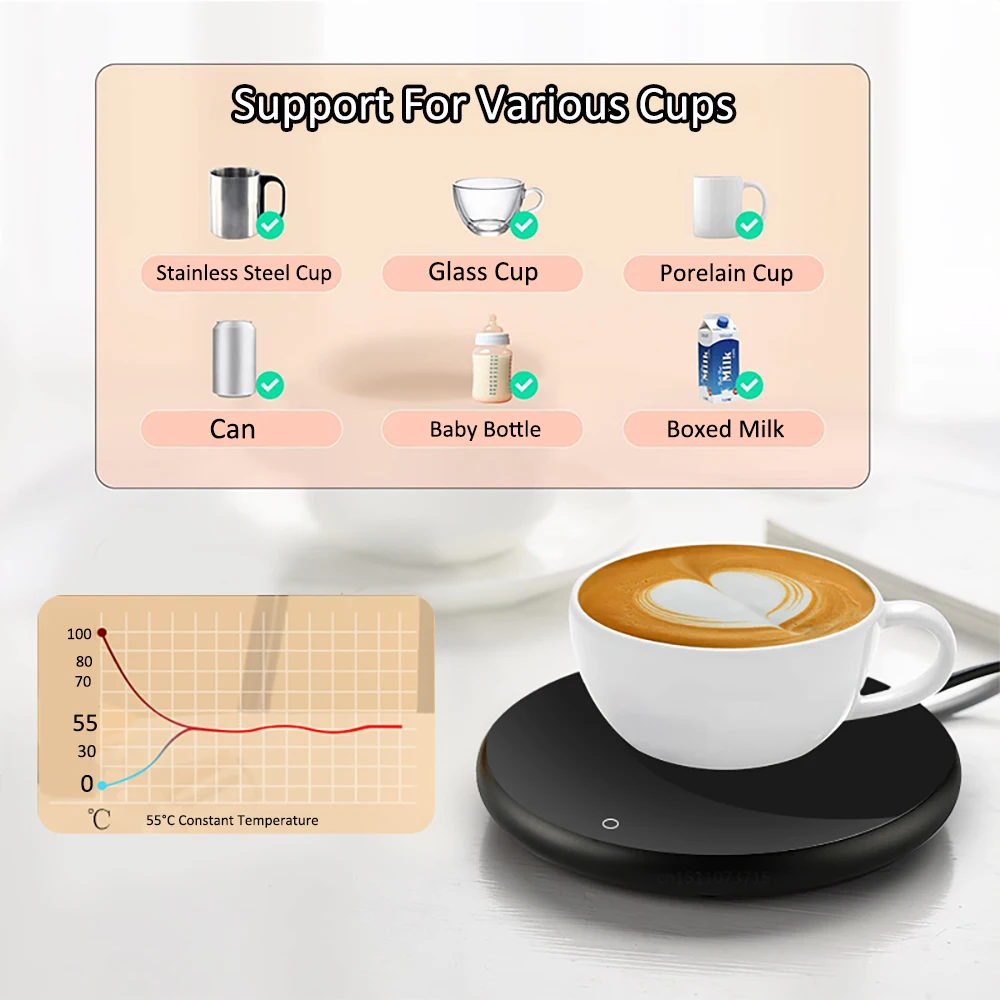 Mug Warmer USB Cup Warmer Coffee Cup Heater Thermostatic Heating Coaster Cup Electric Milk Tea Coffee Mug Warmer for Office Home image 2