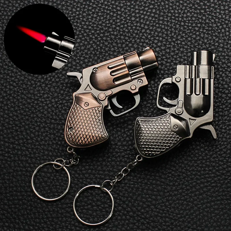 

Mini Gun Shaped Dual Flame Lighter Metal Refillable Butane Gas Open Flame Lighter Smoking Accessories Tool Men'S Gift