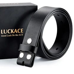 LUCKACE Brand Genuine Leather Belts For Men No Buckle Business Belt Best Gift for Husband Brother Father