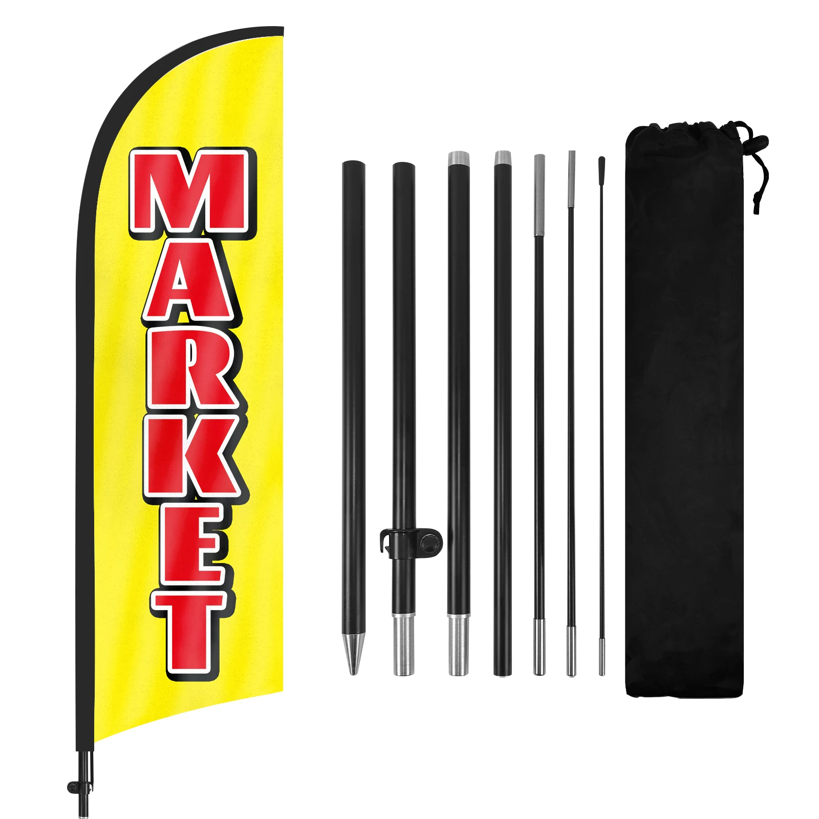 FSFLAG 1PCS 280CM The Market Feather Flag with Flagpole Advertising Outdoor Banner Decoration for Businesse and Storefront