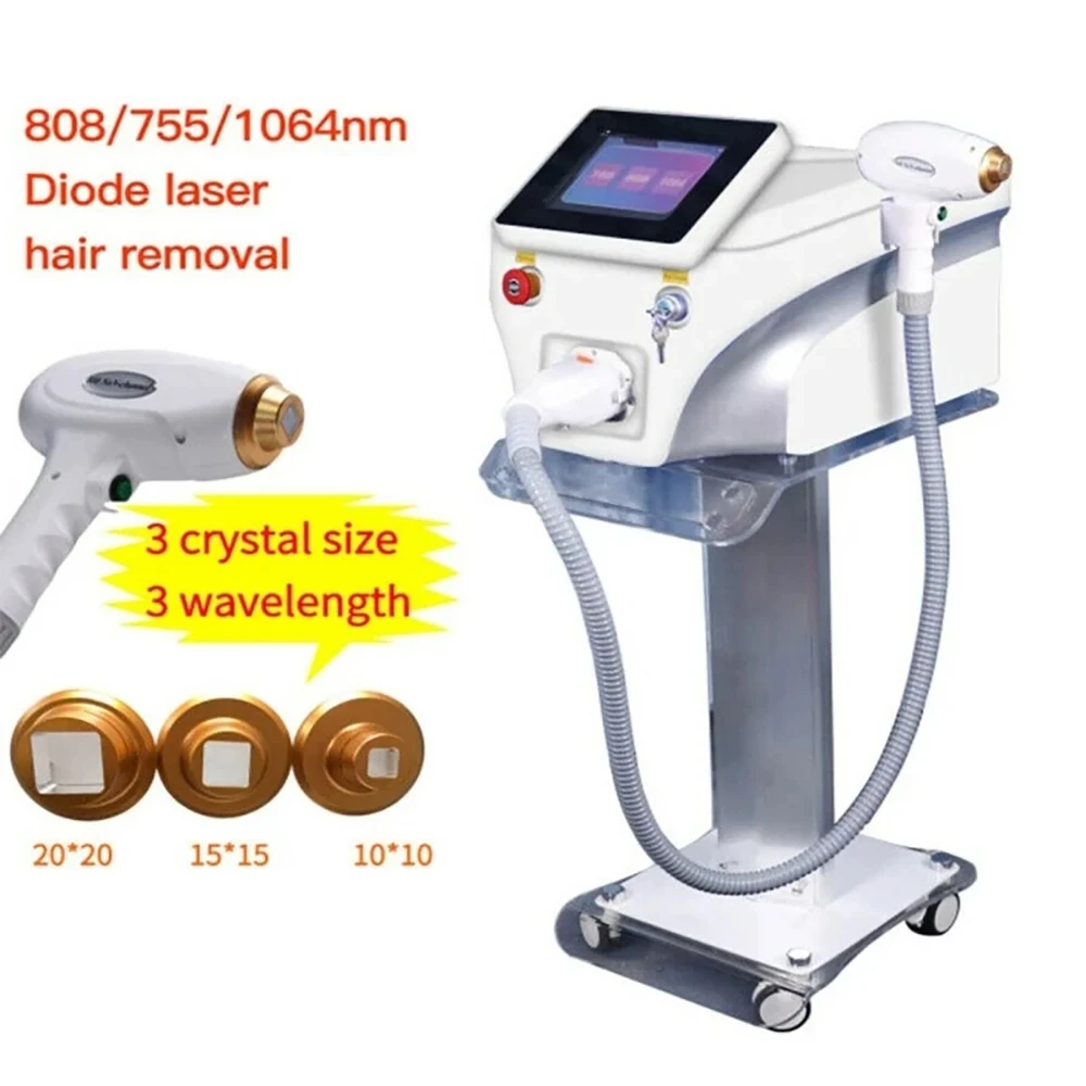 

Diode Laser 755 808 1064nm Multi Wavelengths Hair Removal Machine Cooling Head Painless Laser Epilator Face Body Hair Removal