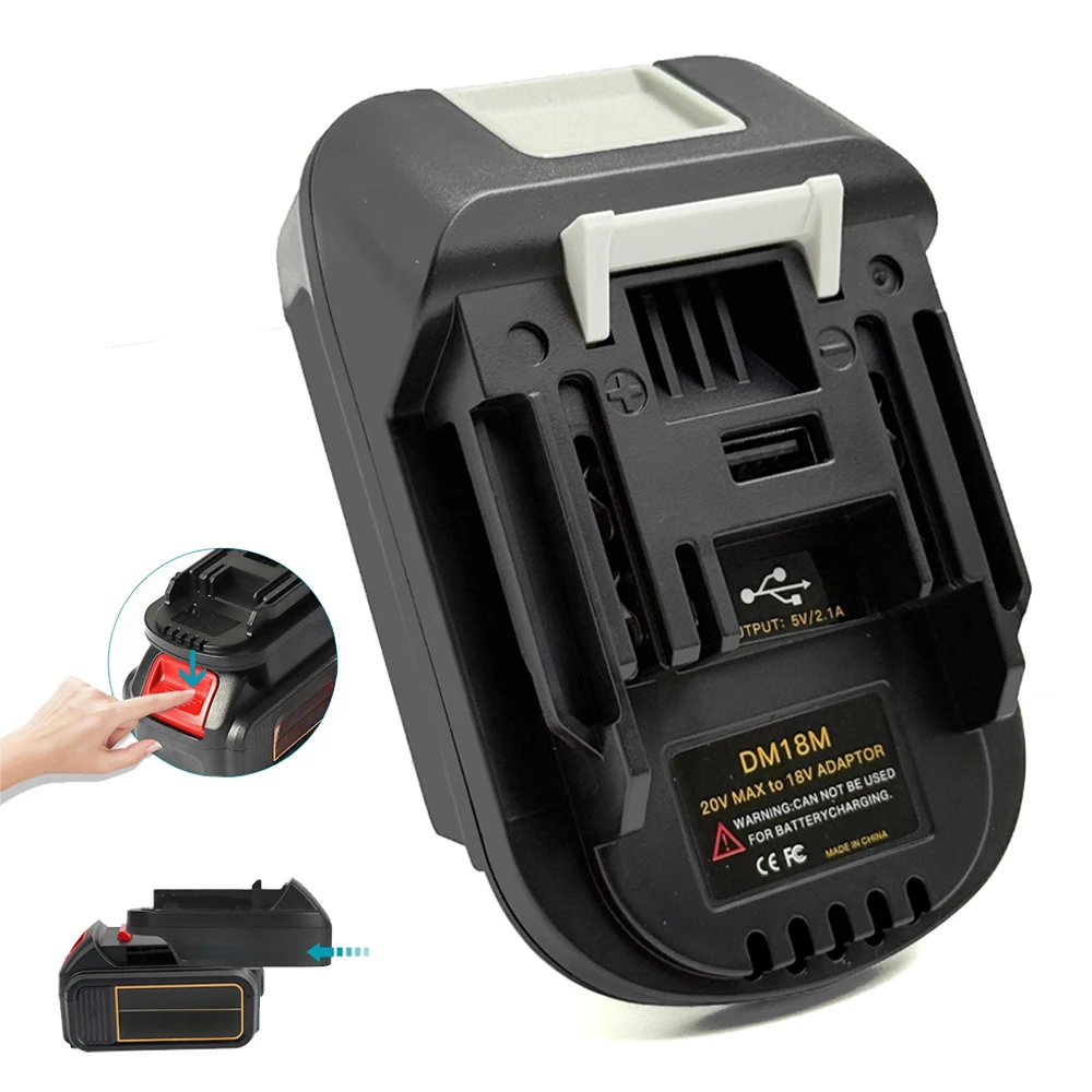 Adaptateur de batterie DM18M pour Milwaukee pour Dewalt pour Makita Bl1830 Bl1850 Batteries 20V à 18V Conversion de batterie