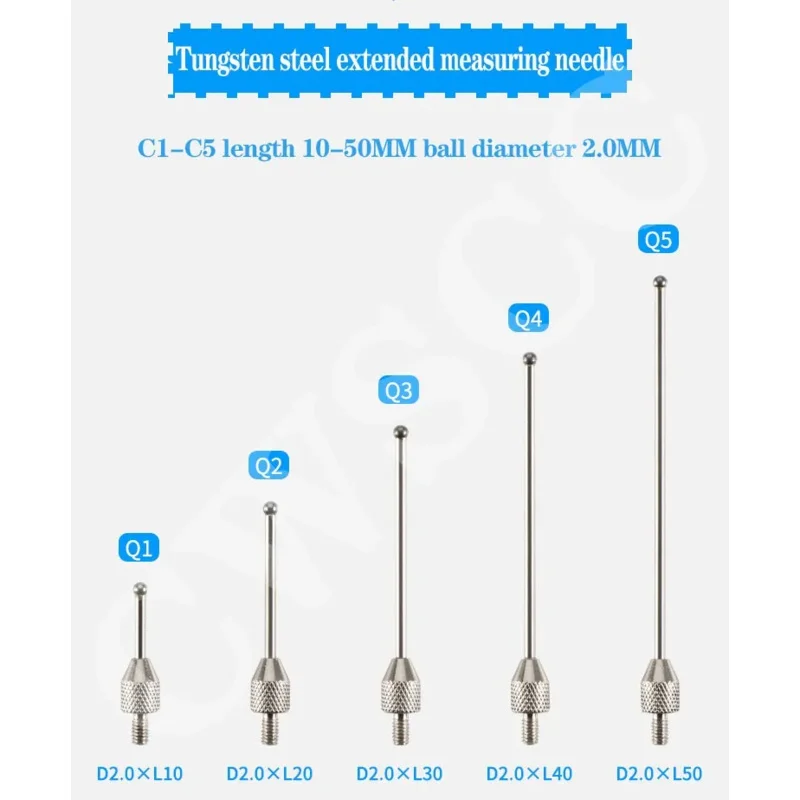 CNC 3D edge finder sub-rod probe measuring head ruby tungsten steel needle dial indicator dial gauge extended measuring head