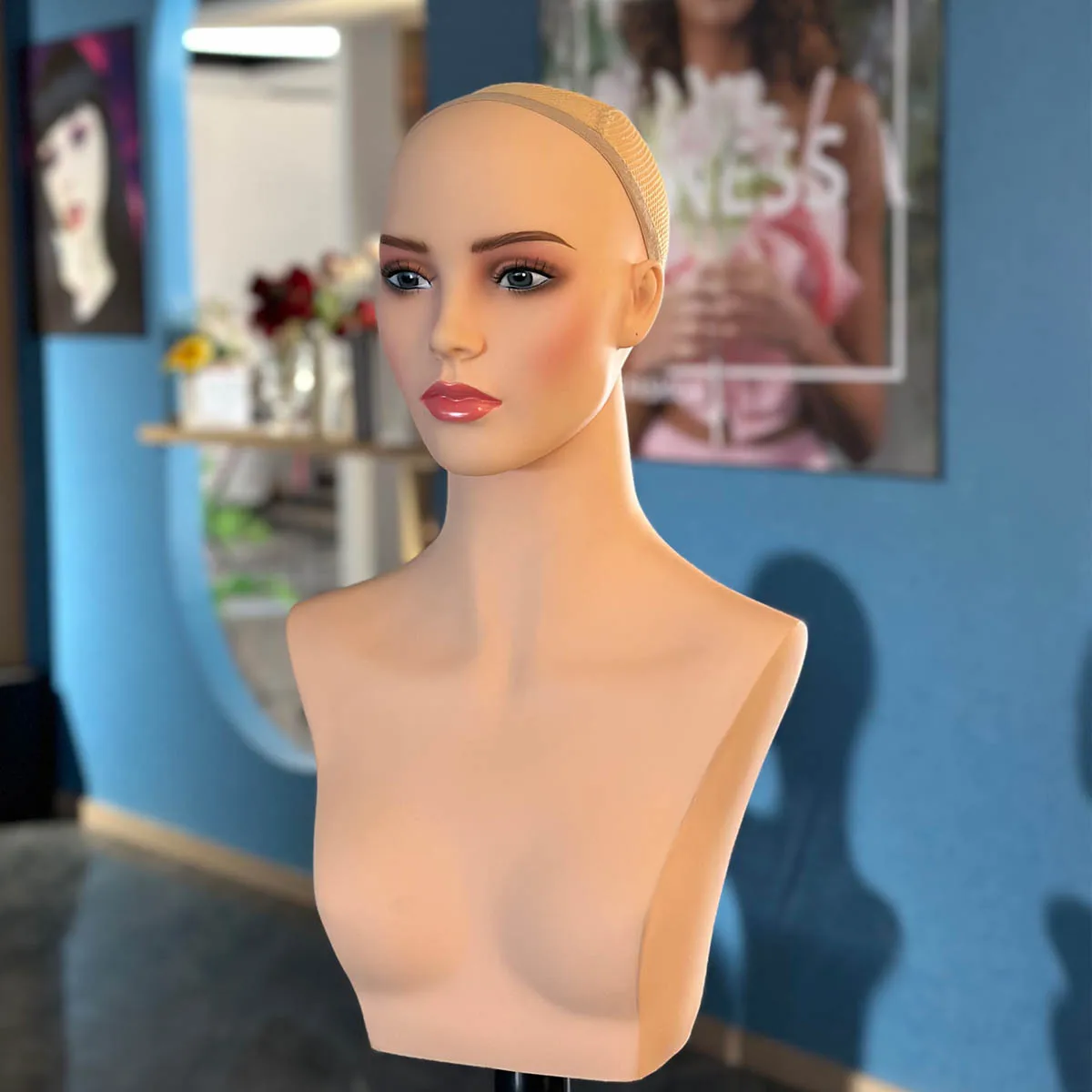 Mannequin Head for Wig Display Half Height White European and American PVC Dummy Rotatable Head Doll Mold