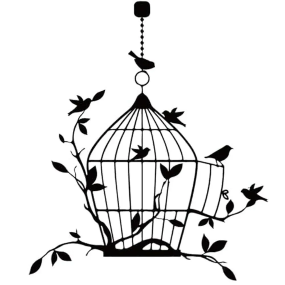 Weather Resistant Wall Decor Rust Proof Coating Birdcage Pattern Metal Wall Art Bird Silhouettes Vine Leaf Accents
