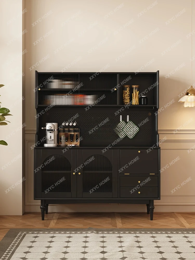 French Retro Solid Wood Sideboard Wall Integrated Home Multi-Functional Tea Cabinet