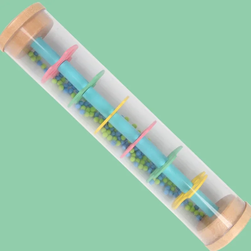 나무 비 소리 튜브 악기 모래 시계 음악 셰이커 장난감, 청력 계몽 장난감, 비 소리 장치, 어린이용 장난감