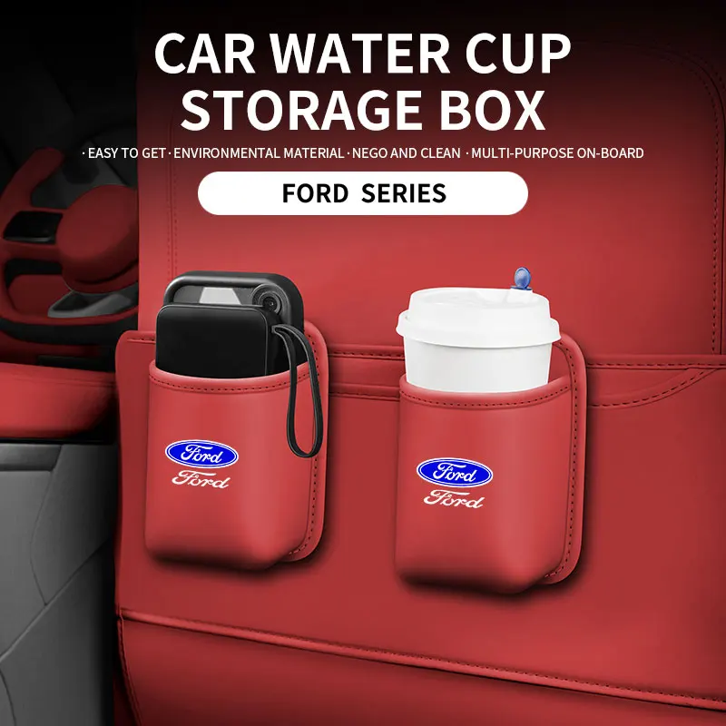 

For Ford Mondeo Focus Explorer Escape Kuga Everest Bronco F-150 Ranger Transit Car-Mounted Leather Mini Cup Holder