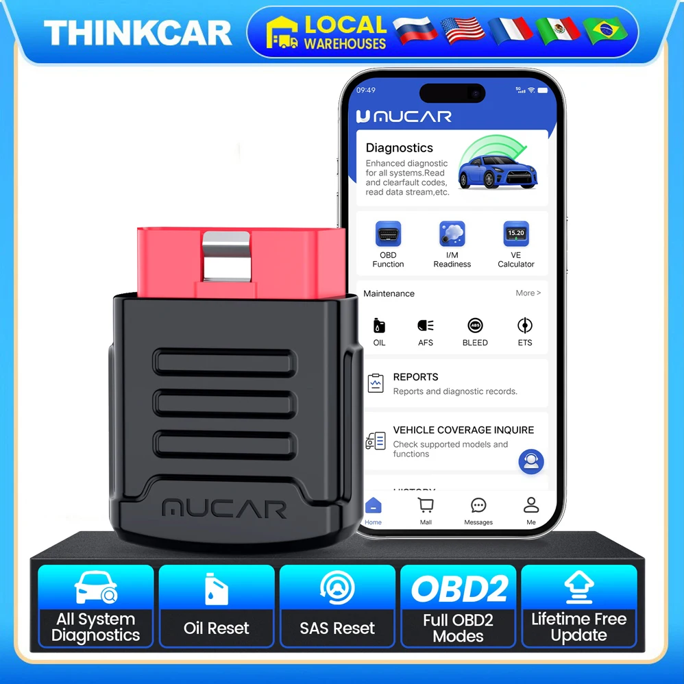 MUCAR BT200 OBD2 Scanner Full System Diagnostic Tools 15 Reset Bluetooth Car Code Reader Mucar Diagnostic Scan Tool VS BT200 PRO