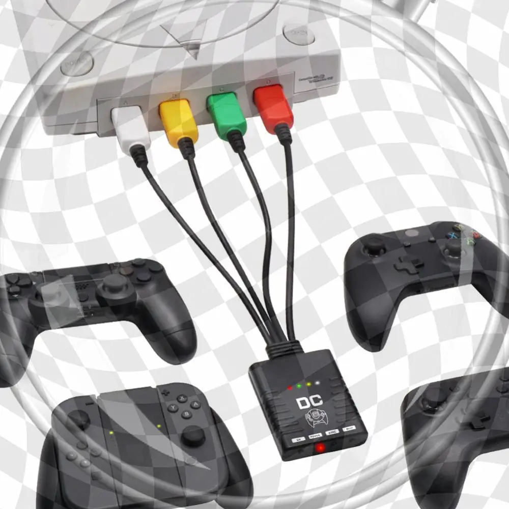 

BlueRetro Converter Dongle Reset Button Bluetooth-Compatible Controllers Adapter Controller Converter for DreamCast Console