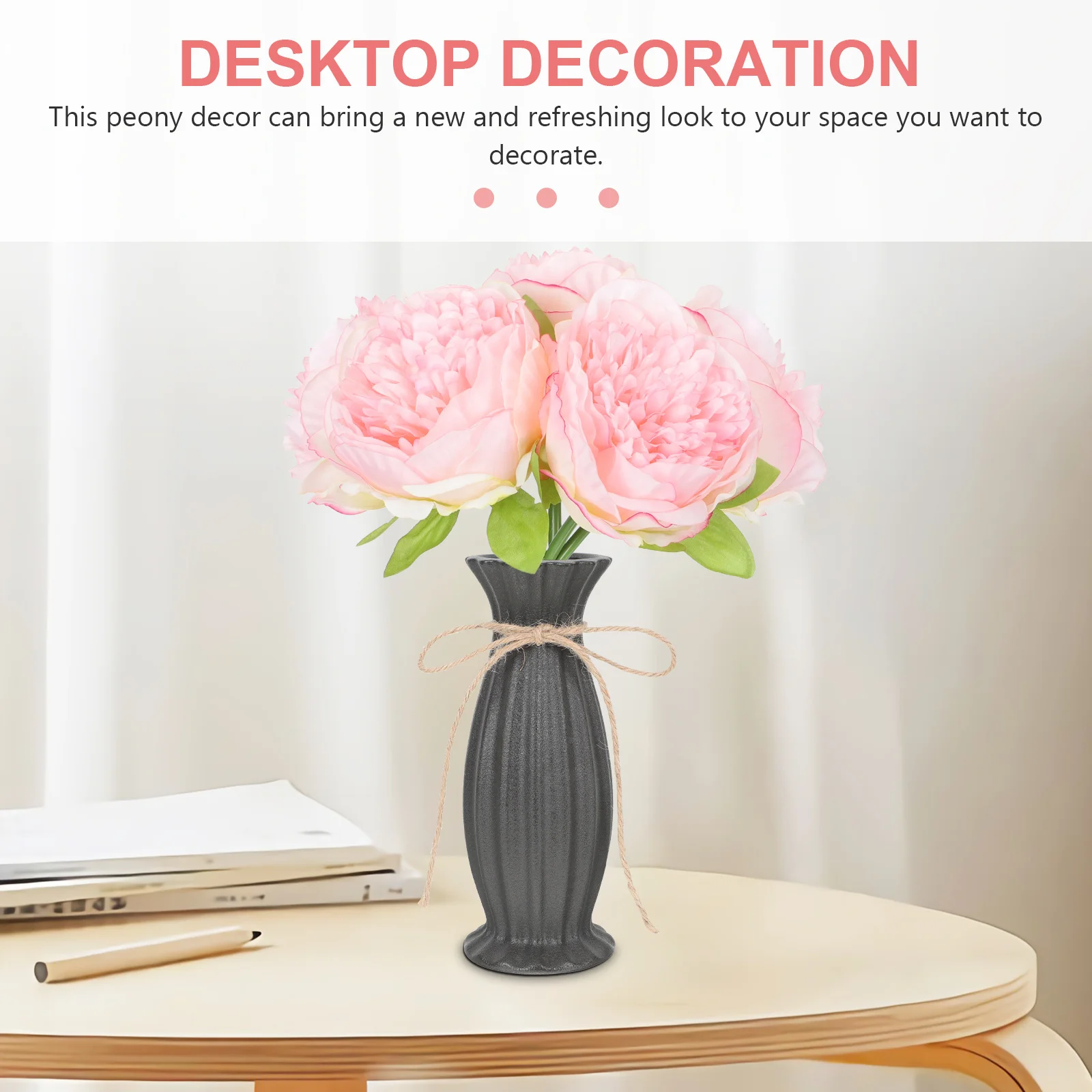 

Artificial Peony Dark Purple Flower Plant Simulation Home Desktop Office Decoration Faux Small Bouquet Ornament