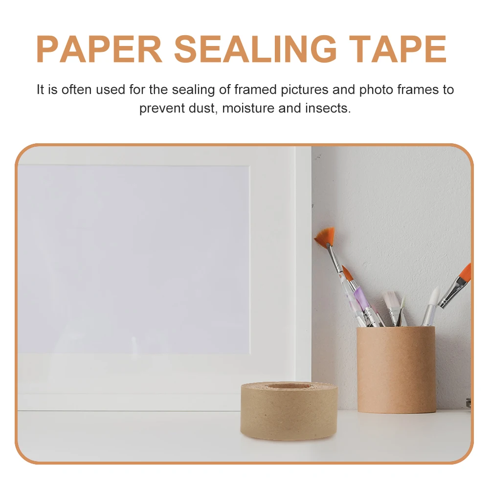 2 Rolls Reliable Kraft Paper Tape Simple Solid Design for Dust Insect Protection Writable Sealing Accessory Household Flatback