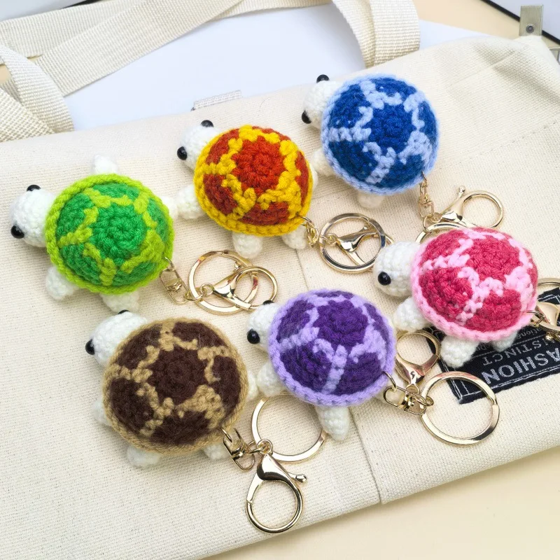 New Little Turtle Car Keychain Mini Turtle Handmade Wool Crochet Backpack Hanging Creative Hand-Knitted Turtle Cute Keychains
