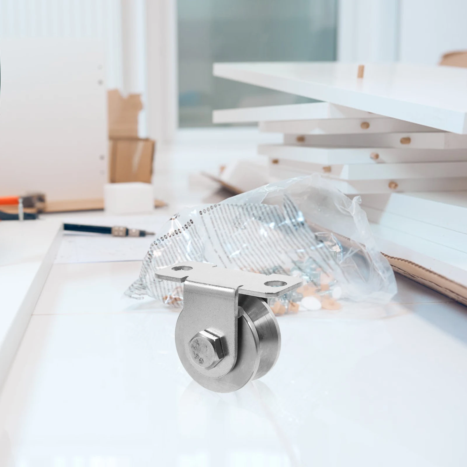 

2Pcs V-Groove Stainless Steel Rope Pulley Wall Mount with Bearings for Sliding Gate Track Pulley Wheel Gate Guide Roller