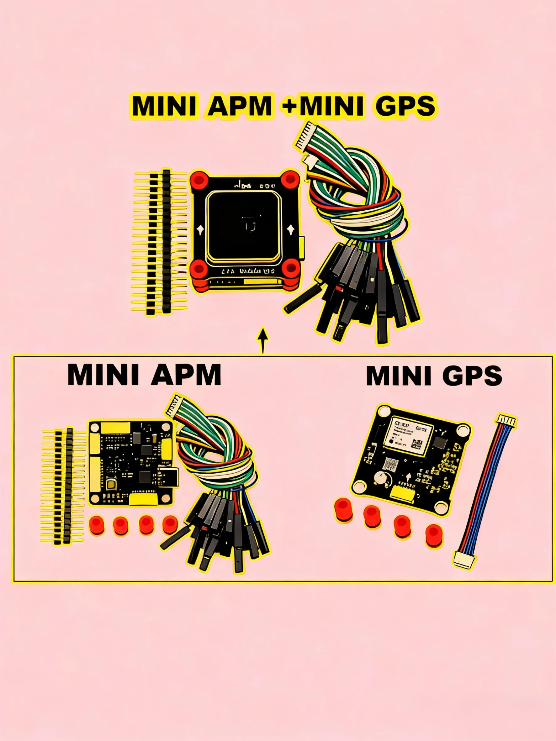 HanNiu MINI APM M8N GPS QMC5883搭載 MINI APM V3.3 Ardupilot フライトコントローラー ArduPlane ArduCopter RCドローン FPVレーシング用