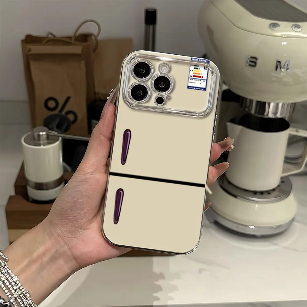 Creative Refrigerator Electric Ferry Large Window Phone Case For iPhone 12 11 13 14 15 16 Pro Max Plus Shell