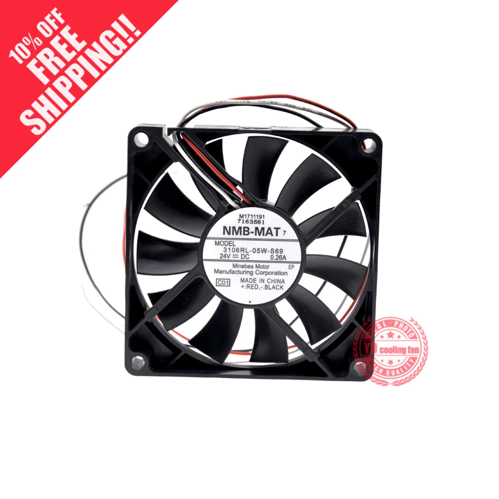 

NEW NMB-MAT NMB 3106RL-05W-S69 24V 0.26A 8CM 8015 24V cooling fan
