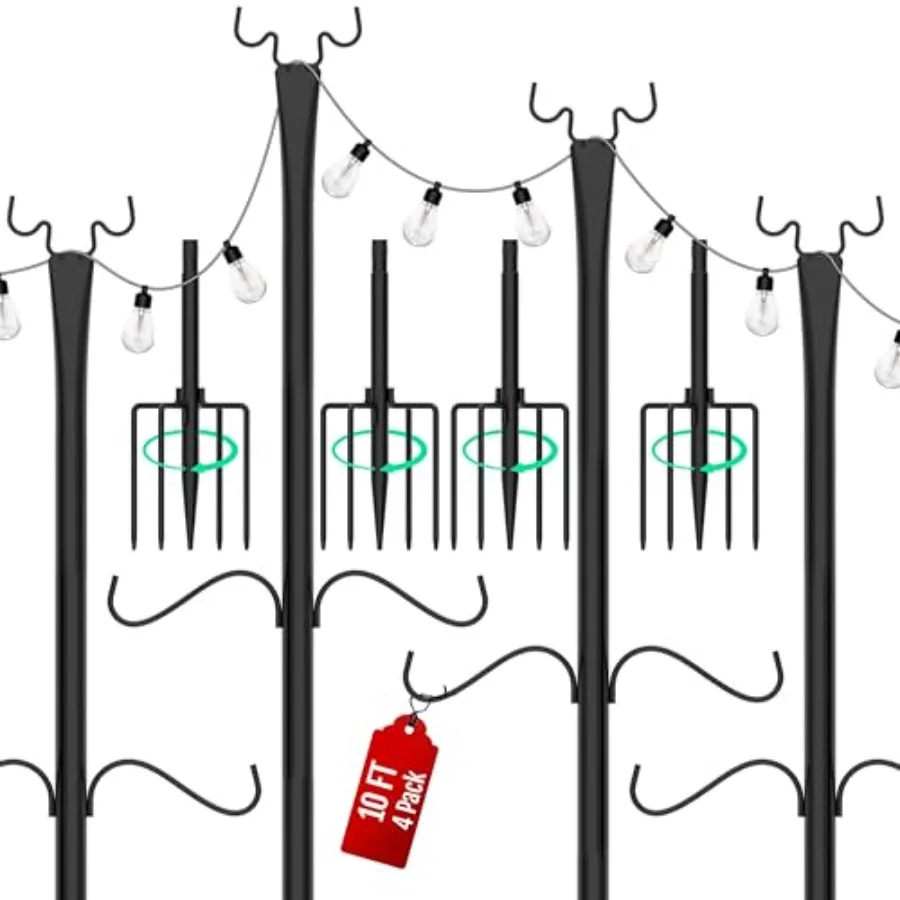 

Набор из 4 металлических столбов для гирлянд длиной 3 метра с крюками для подвешивания, для декора на свадьбу, вечеринку, в сад, на заднем дворе, патио