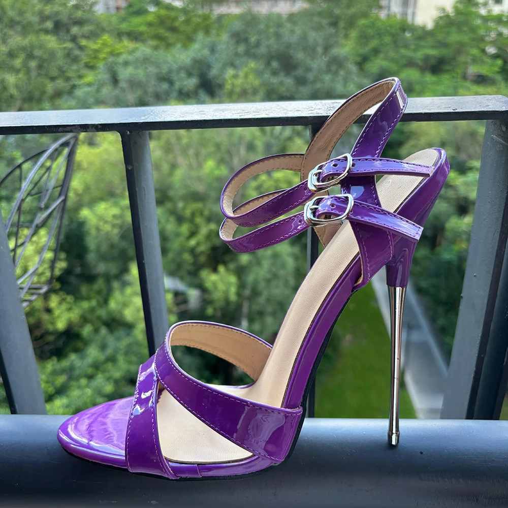 

Настроить на заводе, металлические босоножки на высоком каблуке 16 см, фиолетовые сандалии, сексуальные туфли-лодочки SM Cross Dresser, мужская обувь для подиума, выступления на сцене