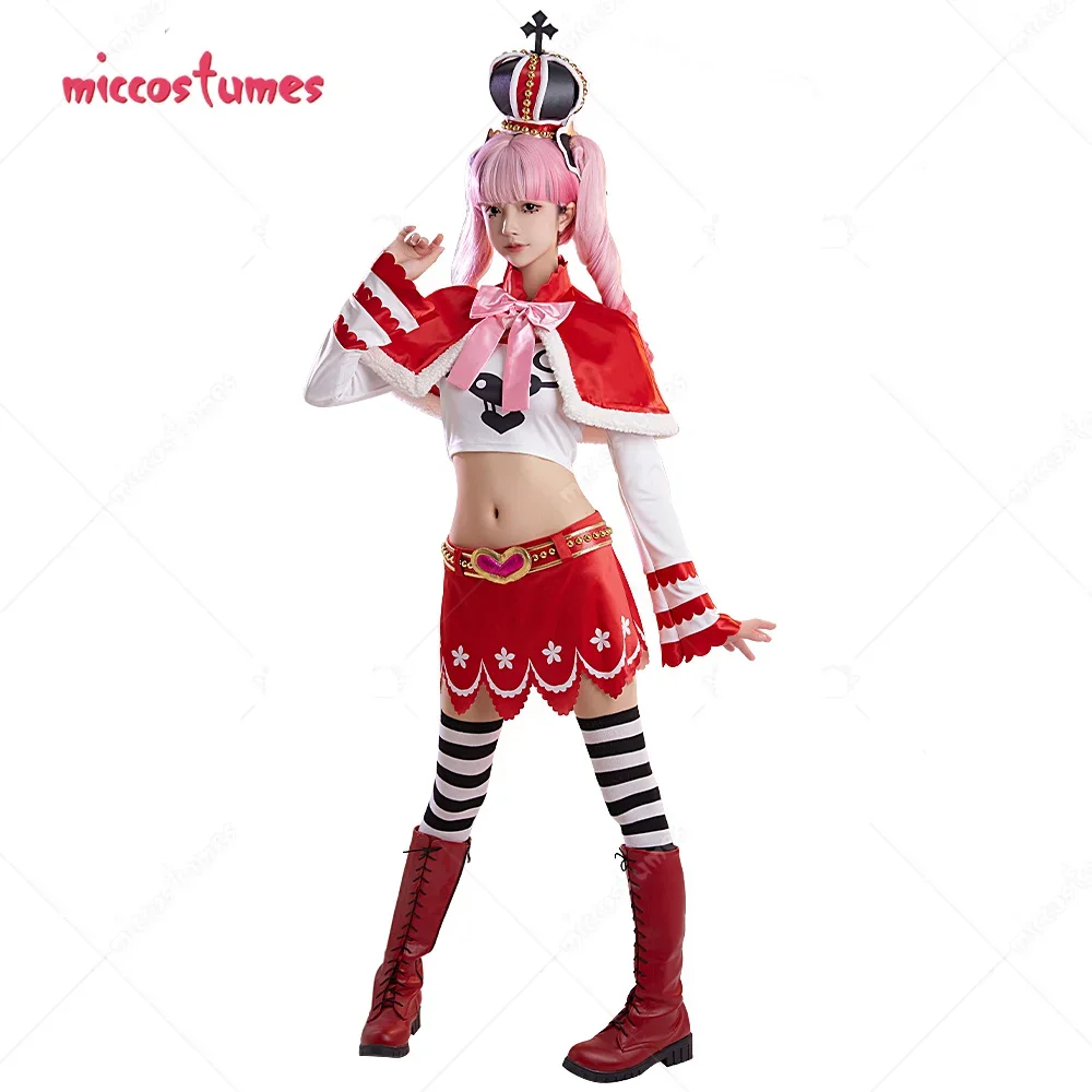 Micfigurinos Perona fantasia cosplay feminina, conjunto de saia e top, capa curta, Natal