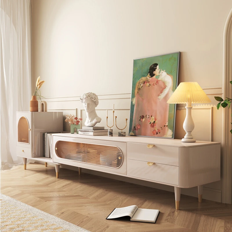 

Французский выдвижной шкаф для телевизора, боковой шкаф, современный минималистичный шкаф для хранения, чайный столик, комбинированный высокий